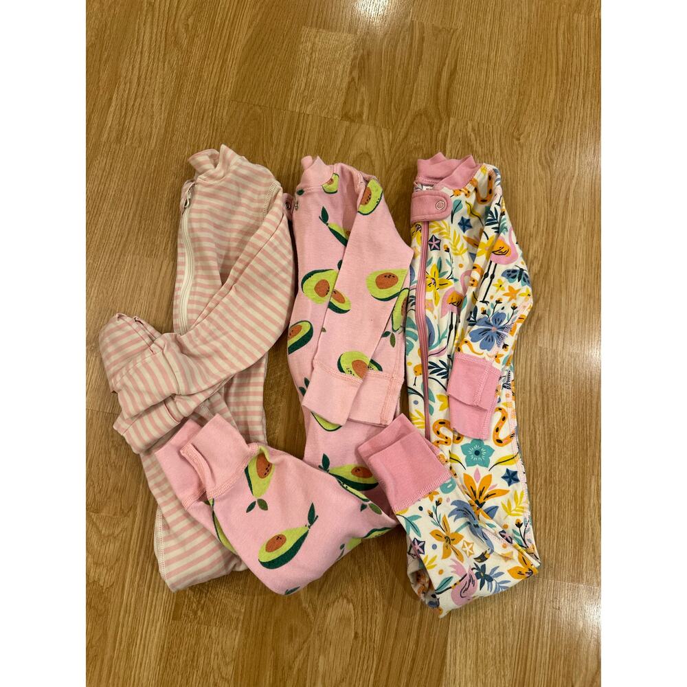 3 Hanna Andersson Girls Zipper PJ’s, Size 18-24 Months